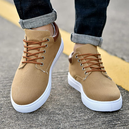 Canvas Sneakers for Men with Platform Sole – Casual Lace-Up Shoes for Work, Weekends & Everyday Wear