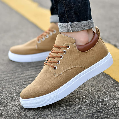 Canvas Sneakers for Men with Platform Sole – Casual Lace-Up Shoes for Work, Weekends & Everyday Wear