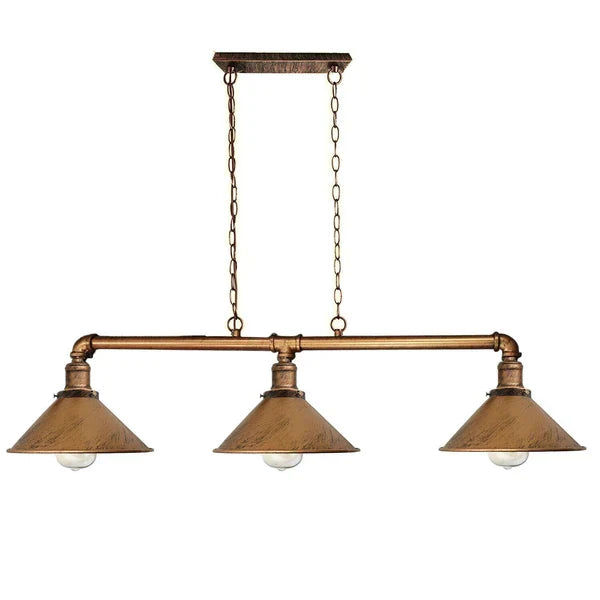 Triple Socket Industrial Overhead Fixture Metal 47 in × 40 in Rustic Red for Dining Kitchen Island Bar Restaurant Loft