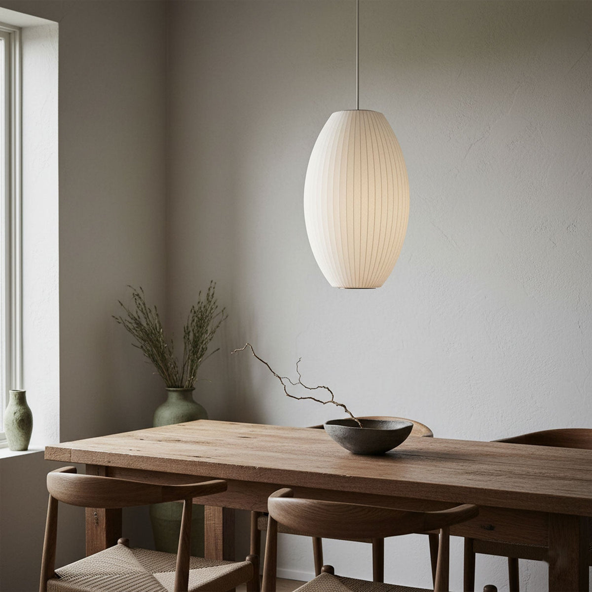 Steel Wire Silk Shade Ceiling Light 20 in White for Kitchen Island Dining Room Modern Pendant Lamp Hanging Fixture Adjustable Cord E26 Base