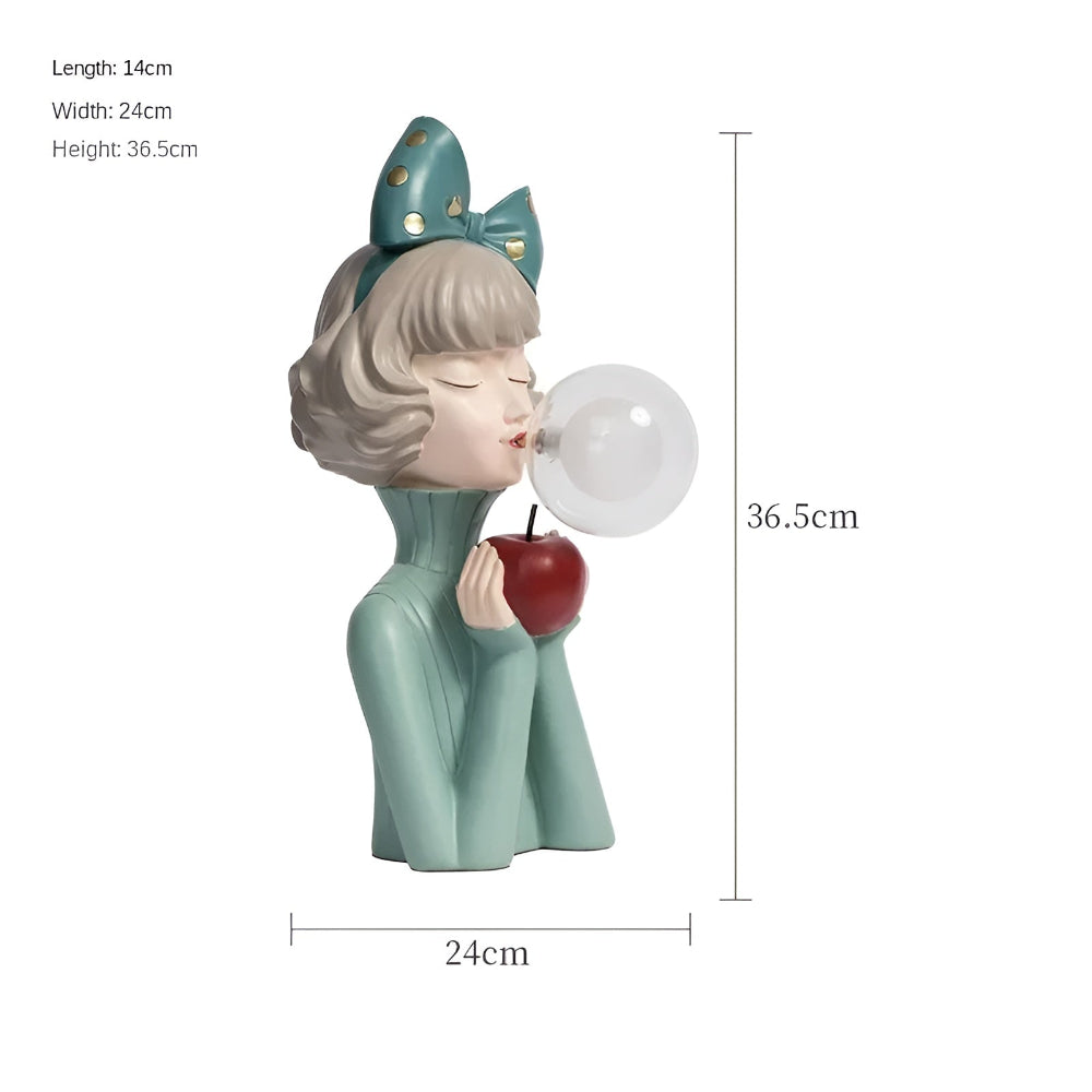 Illuminated Sculptural Figure Night Light USB Powered LED Polymer Glass 9.8 × 8.3 × 11.6 in for Nightstand Office Desk Ambient Glow Decorati