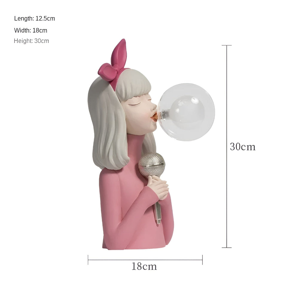 Illuminated Sculptural Figure Night Light USB Powered LED Polymer Glass 9.8 × 8.3 × 11.6 in for Nightstand Office Desk Ambient Glow Decorati