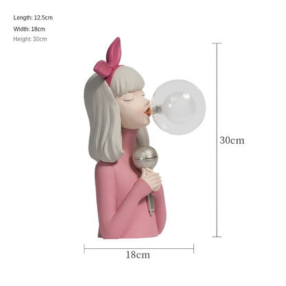 Illuminated Sculptural Figure Night Light USB Powered LED Polymer Glass 9.8 × 8.3 × 11.6 in for Nightstand Office Desk Ambient Glow Decorati