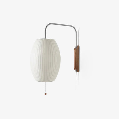 Swivel Sphere Wall Light with Adjustable Cord 15.7 in Walnut Chrome Finish Plug-In LED Sconce for Bedroom Office Living Room