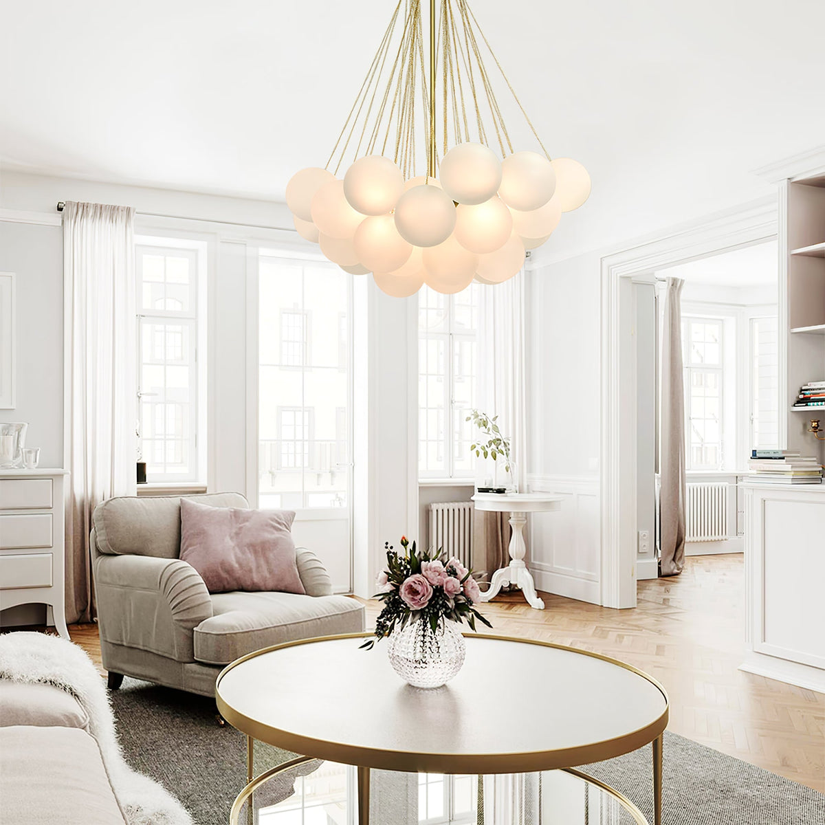 Bubble Pendant Light Multi-Globe Adjustable Ceiling Fixture Gold Black Chrome for Dining Room Living Room Foyer 19-73 Lights