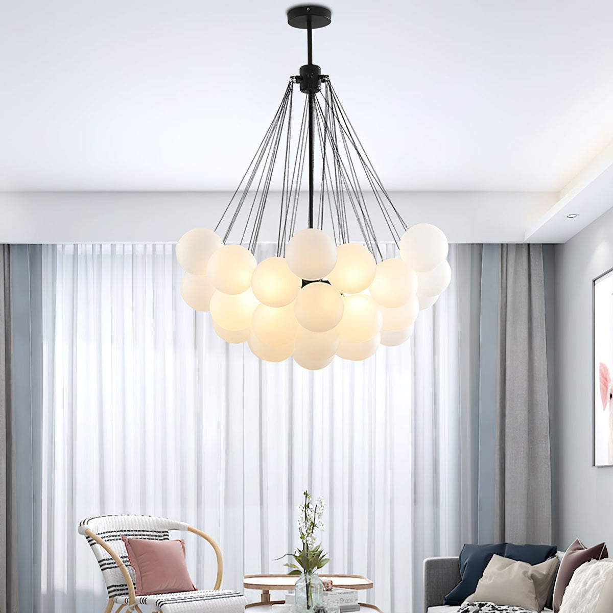 Bubble Pendant Light Multi-Globe Adjustable Ceiling Fixture Gold Black Chrome for Dining Room Living Room Foyer 19-73 Lights