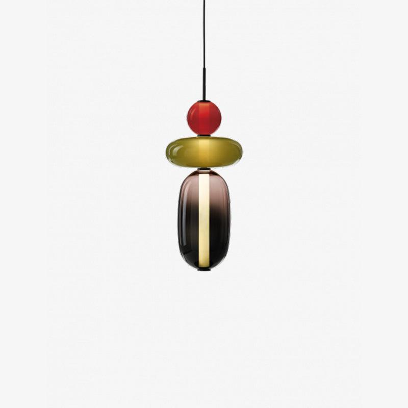 Multi-Jar LED Overhead Fixture 20 Inch Colorful Tinted Glass Drop Lights for Dining Kitchen Bedroom Modern Bohemian Accent Chandelier Adjust