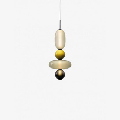 Handblown Glass Drop Pendant LED 7-inch Multi-Color Chandelier Dimmable Ceiling Light Adjustable for Kitchen Island Dining Table Living Room