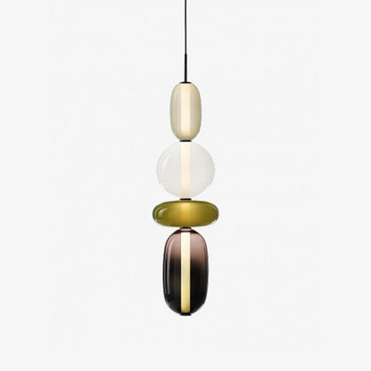 Multi-Jar LED Overhead Fixture 20 Inch Colorful Tinted Glass Drop Lights for Dining Kitchen Bedroom Modern Bohemian Accent Chandelier Adjust