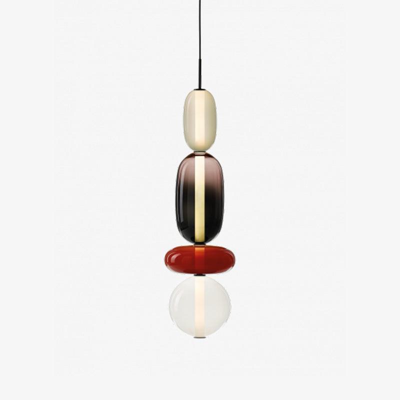 Handblown Glass Drop Pendant LED 7-inch Multi-Color Chandelier Dimmable Ceiling Light Adjustable for Kitchen Island Dining Table Living Room