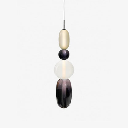 Handblown Glass Drop Pendant LED 7-inch Multi-Color Chandelier Dimmable Ceiling Light Adjustable for Kitchen Island Dining Table Living Room