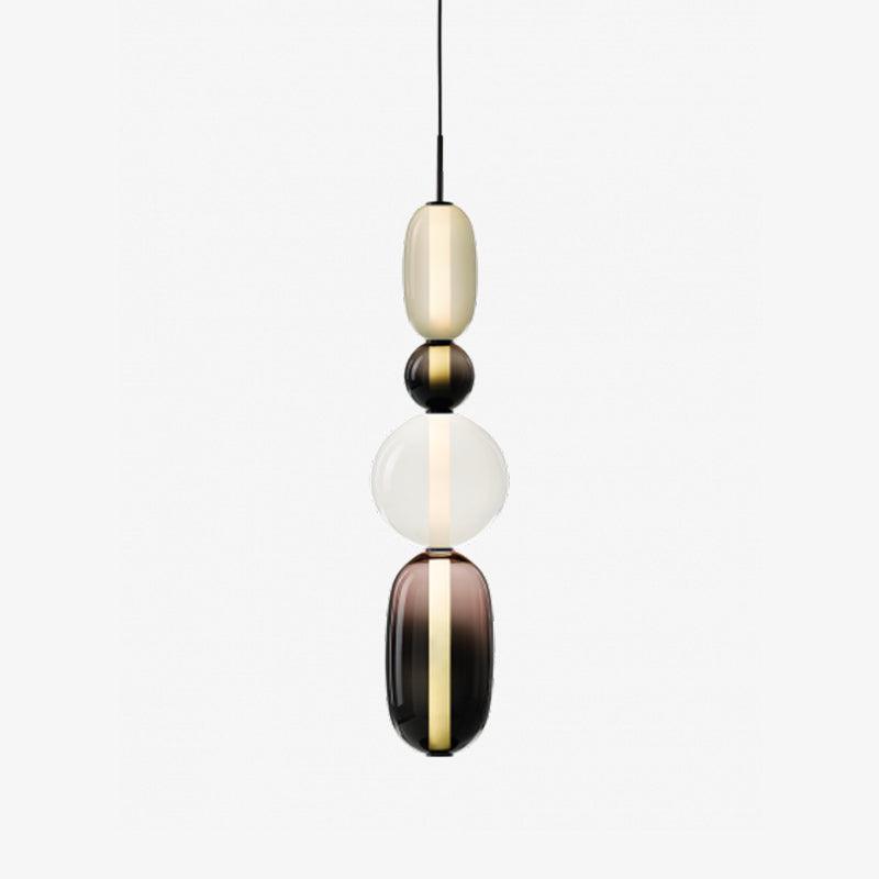 Handblown Glass Drop Pendant LED 7-inch Multi-Color Chandelier Dimmable Ceiling Light Adjustable for Kitchen Island Dining Table Living Room