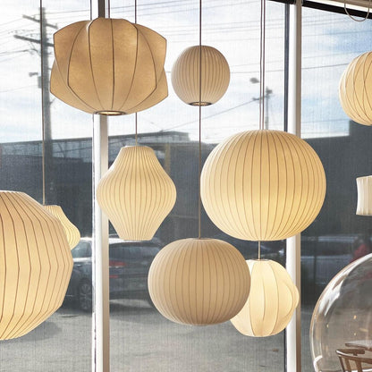 Steel Wire Silk Shade Ceiling Light 20 in White for Kitchen Island Dining Room Modern Pendant Lamp Hanging Fixture Adjustable Cord E26 Base