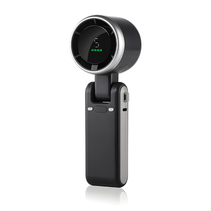 Rechargeable Handheld Fan with Digital Display – Foldable Personal Cooling Device for Travel & Desk Use