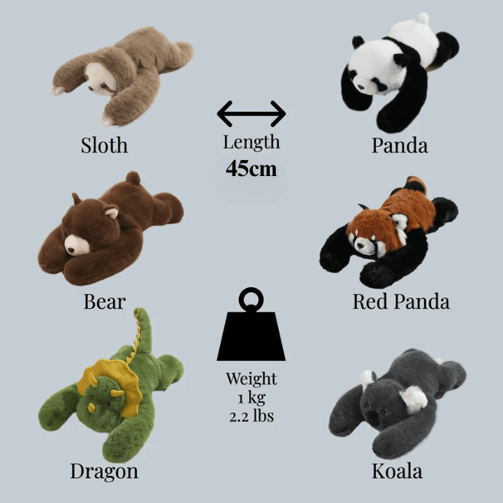 Plush Animal Cuddle Pillow with Long Arms for Relaxation and Sleep Support 18 Inch Weighted Hug Cushion for Stress Relief Napping Reading Me