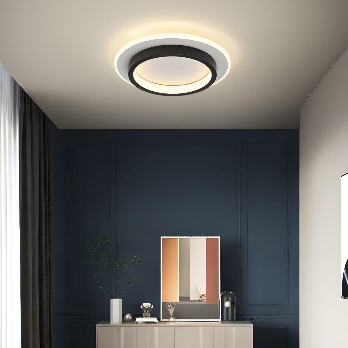 Flush Mount LED Disk Light 10W 20W Ultra-Slim 2 in Profile Black White for Low Ceilings Bedroom Hallway Foyer Apartment Living Room Modern H