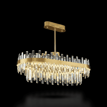 Crystal Ceiling Fixture with Adjustable Light Tones Gold Metal Frame 31.5 Inch for Dining Room Living Room Bedroom Modern Overhead Lighting