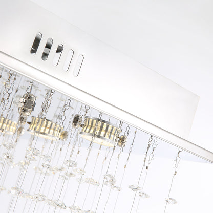 Tiered Glass Crystal Flush Mount Ceiling Light for Dining Room, Bedroom & Kitchen – Stainless Steel Frame, GU10 LED Compatible