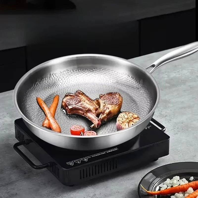 Professional Induction Skillet with Hand-Hammered Titanium Finish – 10-Inch Non-Stick Pan for Stovetop Cooking – Heat-Resistant Saute Pan fo