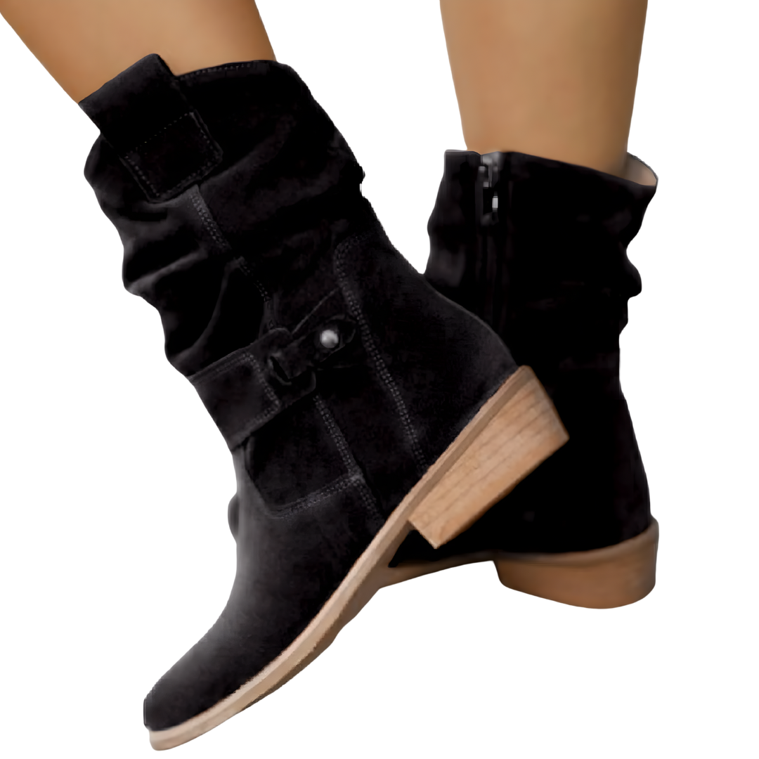 Women's Low Heel Ankle Boots Suede Effect with Cushioned Insole Non-Slip Sole Everyday Fall Booties for Walking Comfort