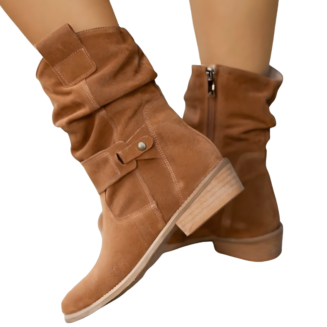 Women's Low Heel Ankle Boots Suede Effect with Cushioned Insole Non-Slip Sole Everyday Fall Booties for Walking Comfort