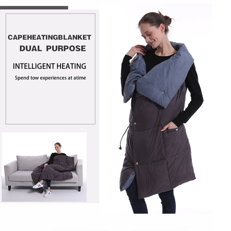Oversized Hooded Throw Blanket with Sleeves and Foot Pocket Gray Wearable Wrap for Couch Reading TV Lounging