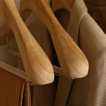 Wide Wood Coat Hangers with Shoulder Contour for Suits Jackets Dresses – Premium Closet Space Savers for Bedroom Wardrobe Organization