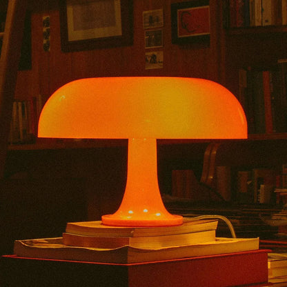 Sculptural Acrylic Nightstand Lamp Blood Orange 13 in Wide Ambient Bedside Light with Warm LED for Bedroom Office Living Room Decorative Acc