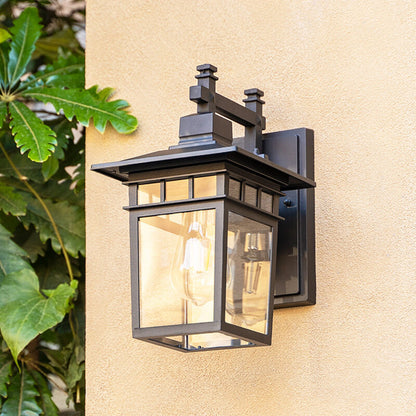 Outdoor Sconce Lantern E27 Socket Cast Metal Housing 15 in Height Weather Resistant Fixture for Entryway Porch Patio Garden Pathway Lighting