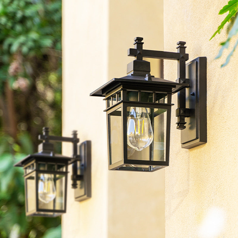 Outdoor Sconce Lantern E27 Socket Cast Metal Housing 15 in Height Weather Resistant Fixture for Entryway Porch Patio Garden Pathway Lighting