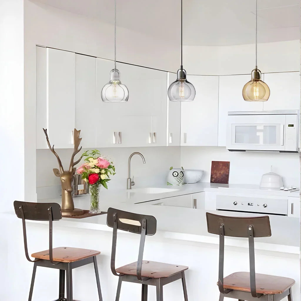 Hanging Ceiling Light Fixture Glass Globe 8 Inch Diameter Ambient Glow for Kitchen Island Entryway Hallway Bedside Nook E27 Socket 40W