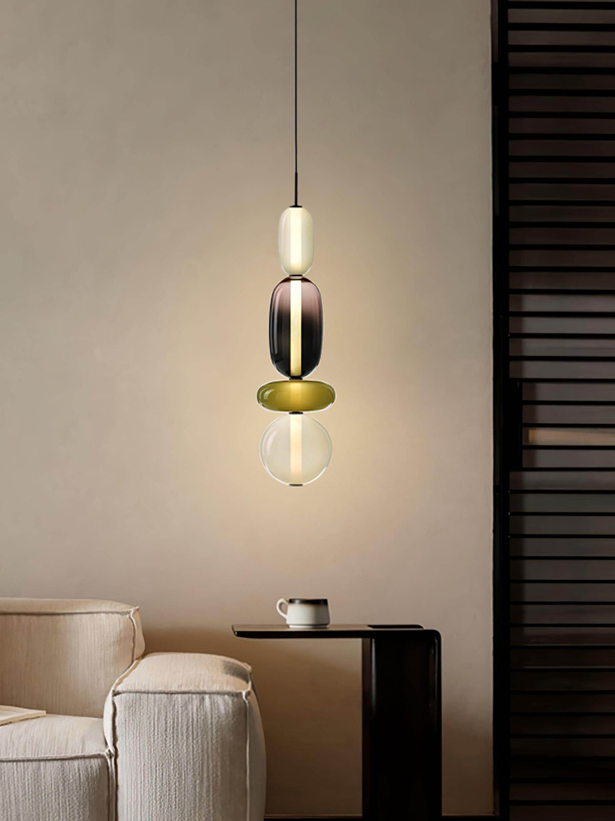 Stacked Glass Orb Hanging Light Fixture for Dining Room Kitchen Island Multi-Color Tinted Ceiling Pendant 30 Inch Height Adjustable Modern A
