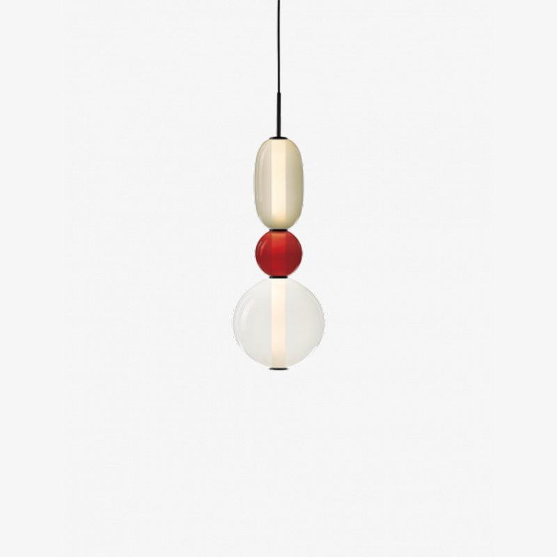 Stacked Glass Orb Hanging Light Fixture for Dining Room Kitchen Island Multi-Color Tinted Ceiling Pendant 30 Inch Height Adjustable Modern A
