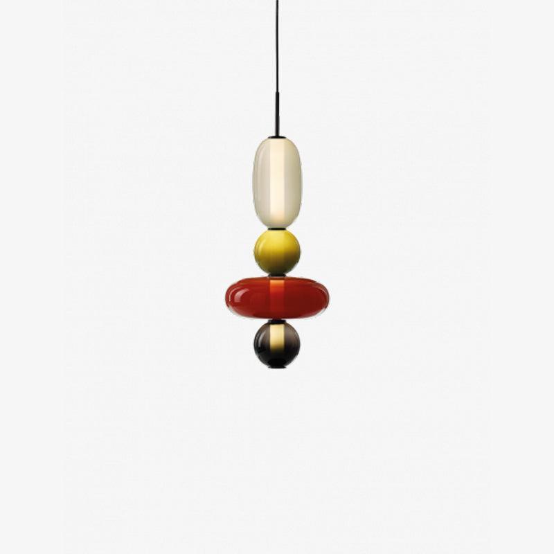Stacked Glass Orb Hanging Light Fixture for Dining Room Kitchen Island Multi-Color Tinted Ceiling Pendant 30 Inch Height Adjustable Modern A