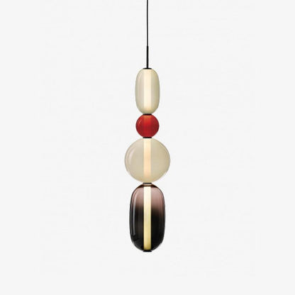 Stacked Glass Orb Hanging Light Fixture for Dining Room Kitchen Island Multi-Color Tinted Ceiling Pendant 30 Inch Height Adjustable Modern A