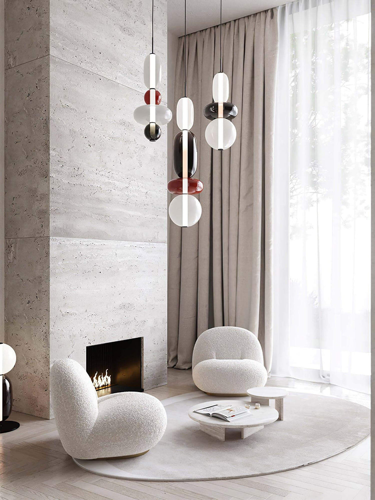 Stacked Glass Orb Hanging Light Fixture for Dining Room Kitchen Island Multi-Color Tinted Ceiling Pendant 30 Inch Height Adjustable Modern A