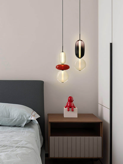 Stacked Glass Orb Hanging Light Fixture for Dining Room Kitchen Island Multi-Color Tinted Ceiling Pendant 30 Inch Height Adjustable Modern A