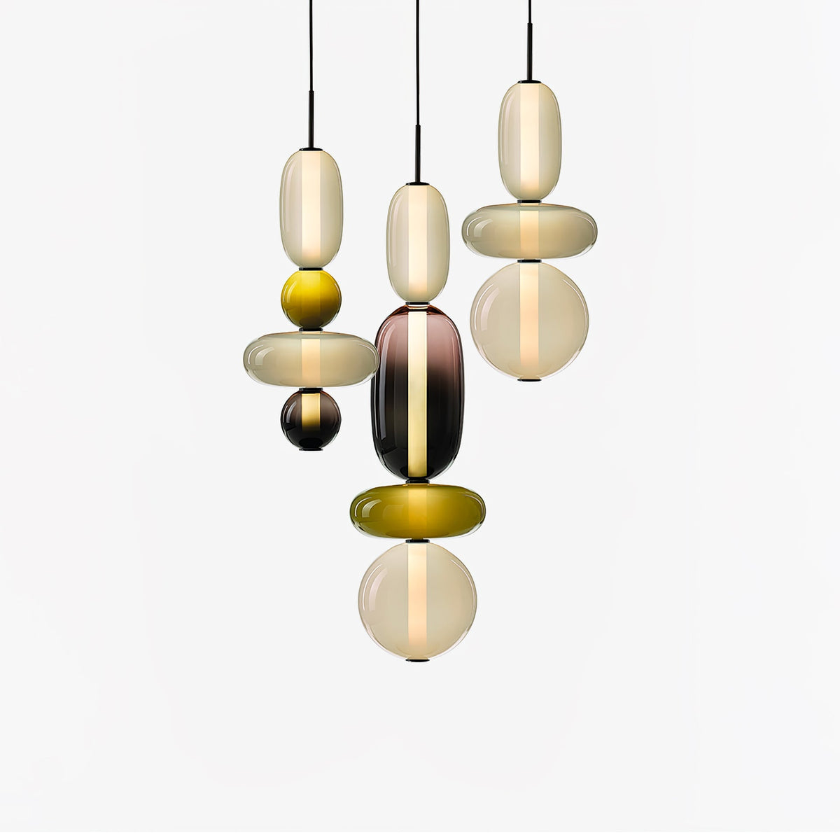 Multi-Jar LED Overhead Fixture 20 Inch Colorful Tinted Glass Drop Lights for Dining Kitchen Bedroom Modern Bohemian Accent Chandelier Adjust