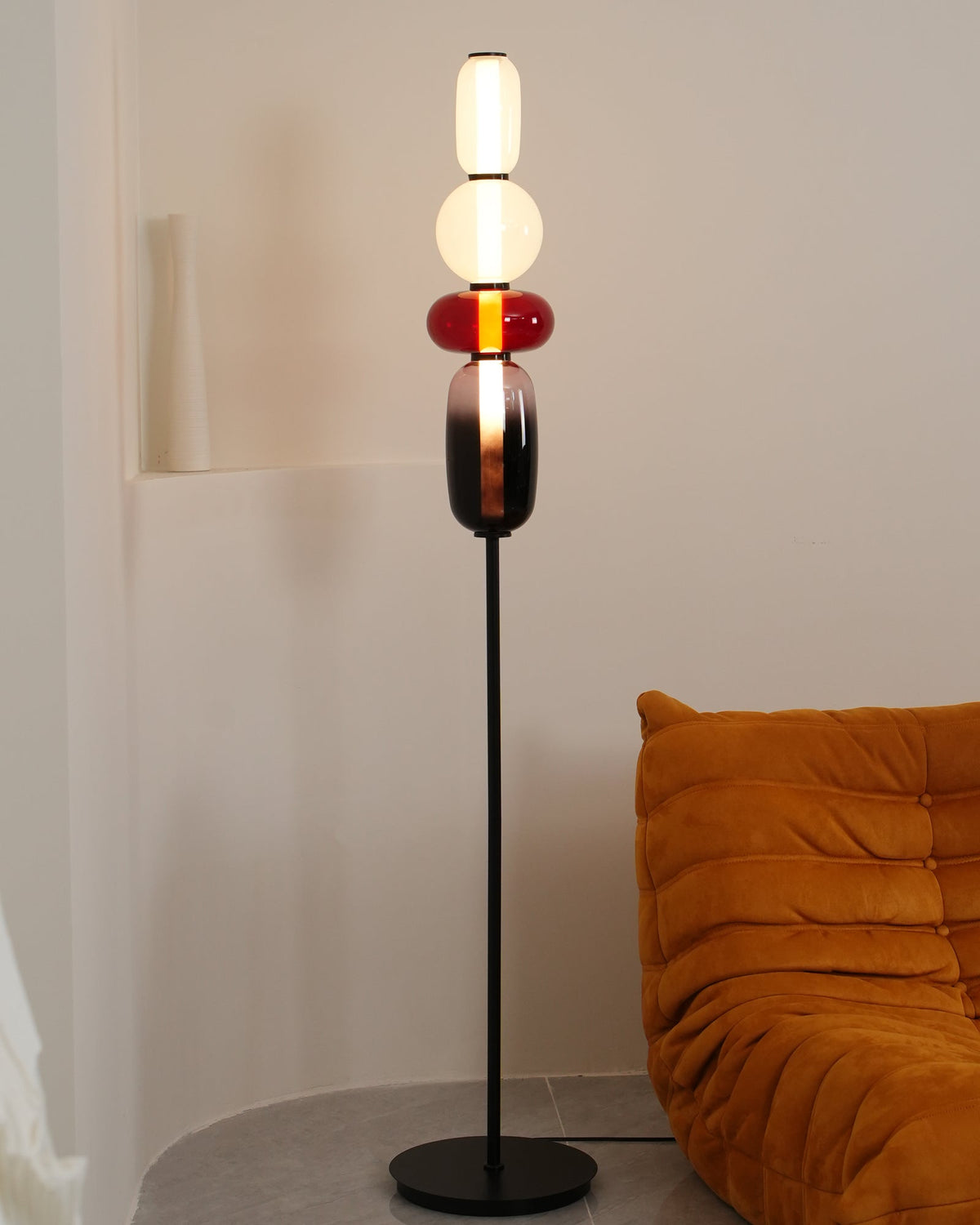 Tall Standing Lamp with Adjustable Color Temperature Metal & Glass Shade Modern Accent Lighting for Bedroom Living Room Reading Nook 51 in
