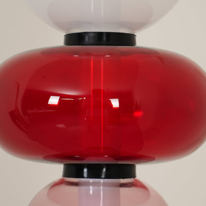 Artisan Glass Standing Lamp 63 in Red White Black Accent Light for Living Room Contemporary Sculptural Décor LED Uplight Statement Piece