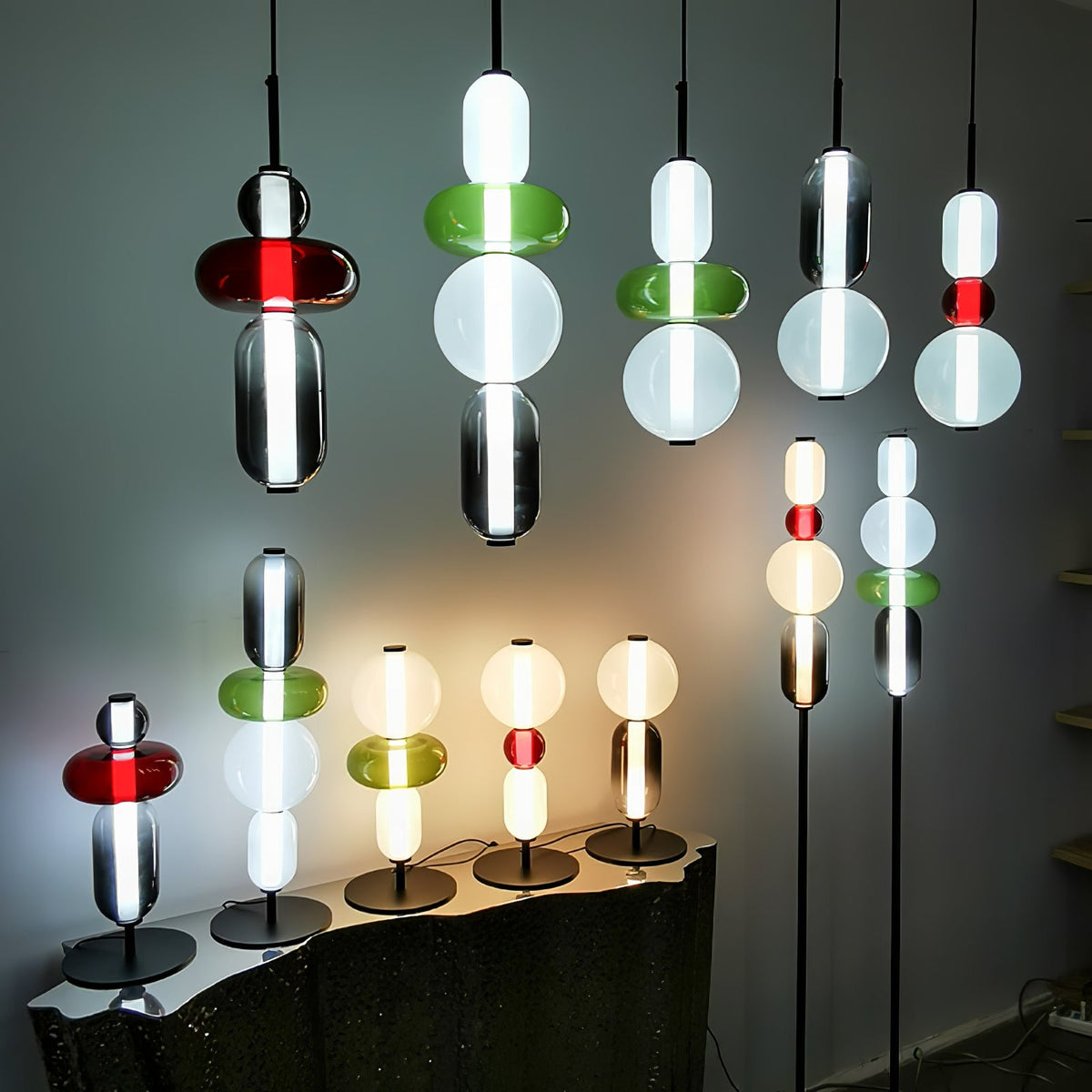 Multi-Jar LED Overhead Fixture 20 Inch Colorful Tinted Glass Drop Lights for Dining Kitchen Bedroom Modern Bohemian Accent Chandelier Adjust