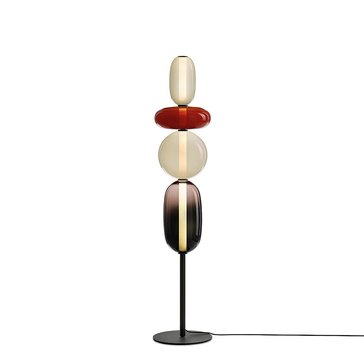 Tall Standing Lamp with Adjustable Color Temperature Metal & Glass Shade Modern Accent Lighting for Bedroom Living Room Reading Nook 51 in