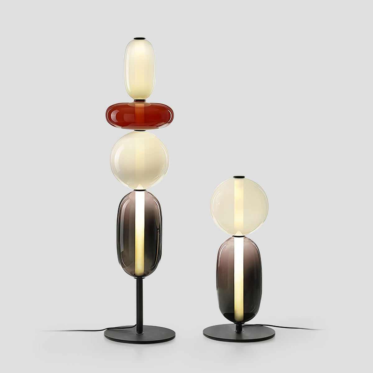 Tall Standing Lamp with Adjustable Color Temperature Metal & Glass Shade Modern Accent Lighting for Bedroom Living Room Reading Nook 51 in
