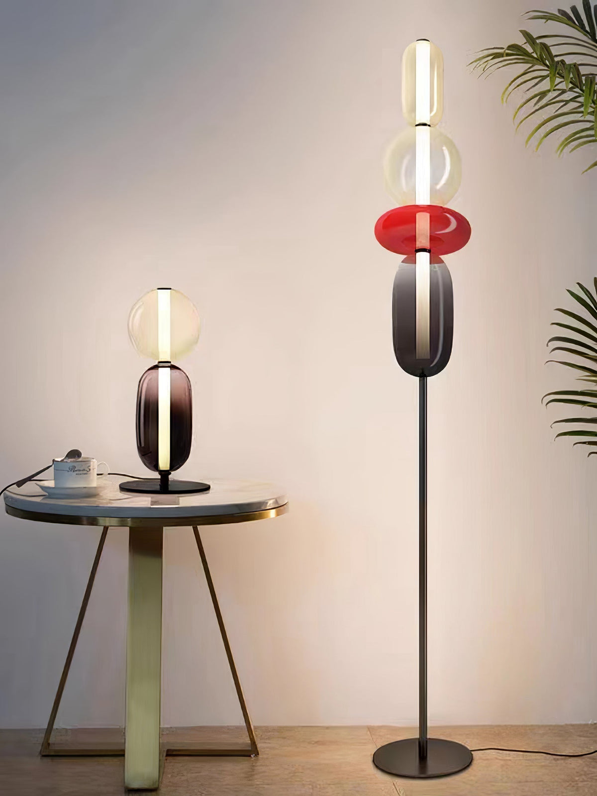 Tall Standing Lamp with Adjustable Color Temperature Metal & Glass Shade Modern Accent Lighting for Bedroom Living Room Reading Nook 51 in