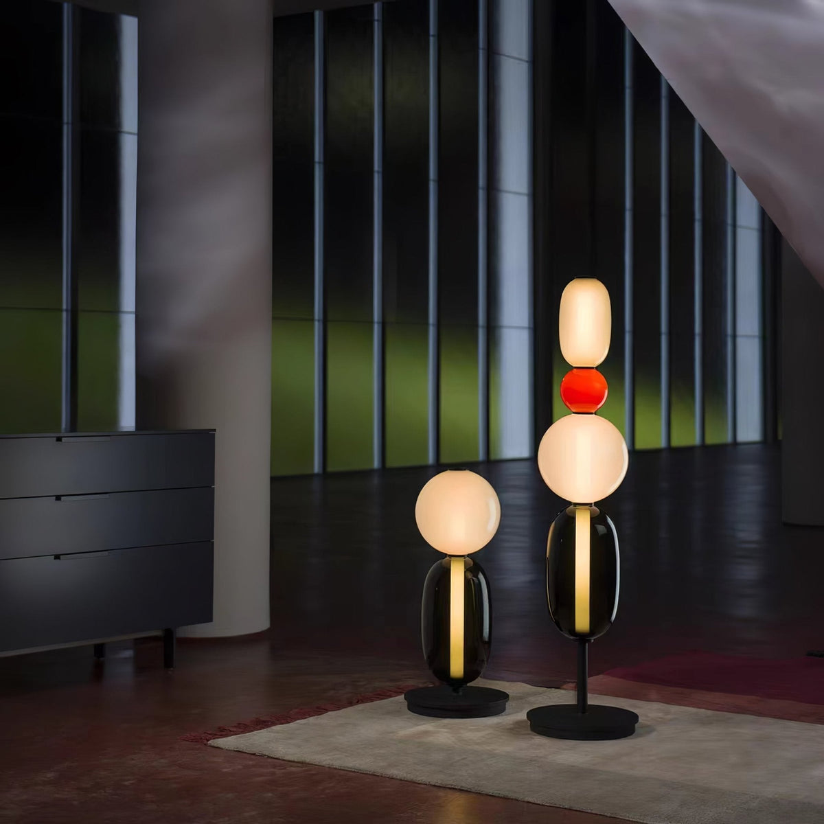 Tall Standing Lamp with Adjustable Color Temperature Metal & Glass Shade Modern Accent Lighting for Bedroom Living Room Reading Nook 51 in