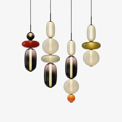 Multi-Jar LED Overhead Fixture 20 Inch Colorful Tinted Glass Drop Lights for Dining Kitchen Bedroom Modern Bohemian Accent Chandelier Adjust