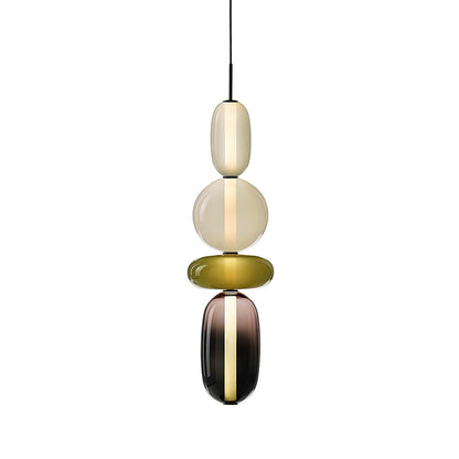 Multi-Jar LED Overhead Fixture 20 Inch Colorful Tinted Glass Drop Lights for Dining Kitchen Bedroom Modern Bohemian Accent Chandelier Adjust