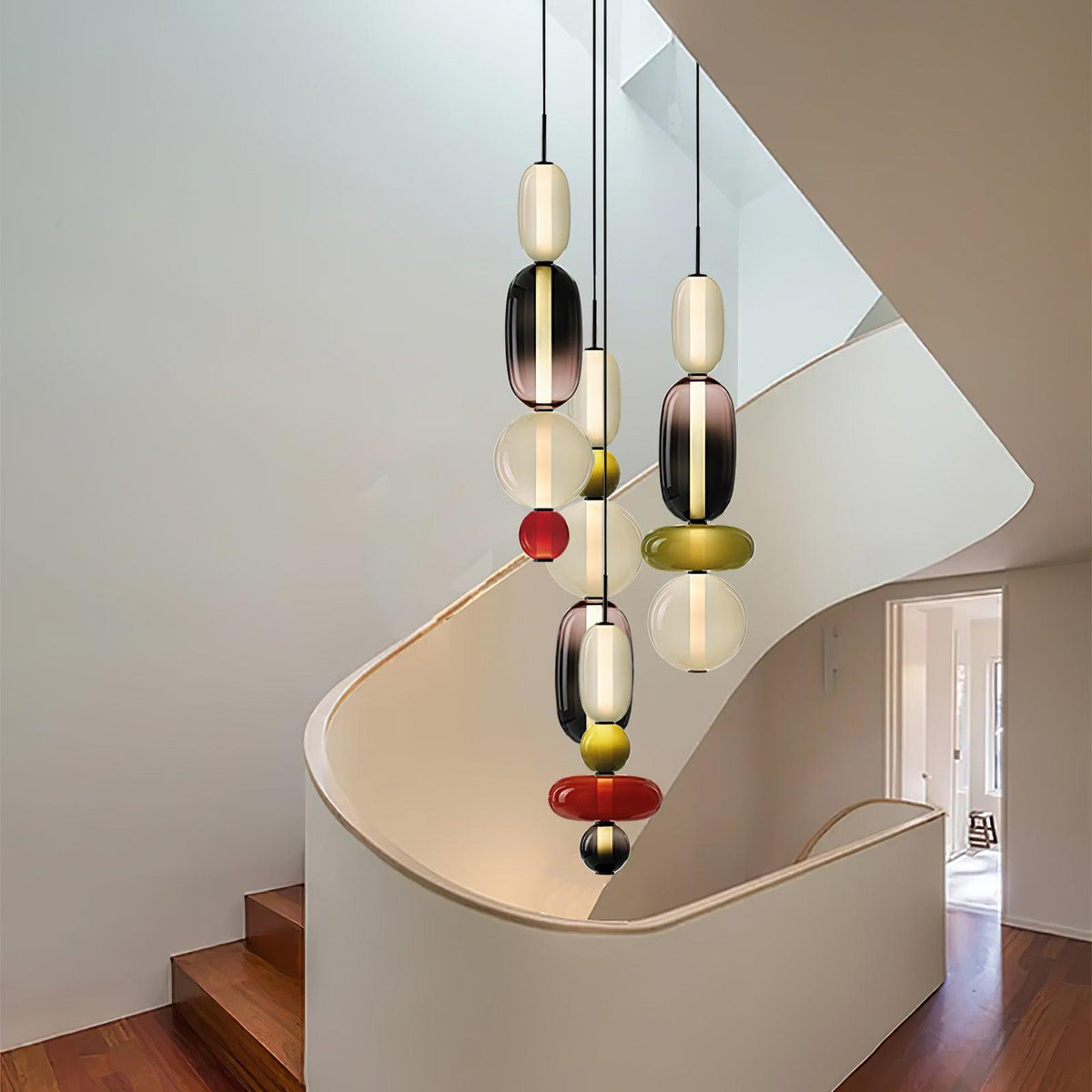 Multi-Jar LED Overhead Fixture 20 Inch Colorful Tinted Glass Drop Lights for Dining Kitchen Bedroom Modern Bohemian Accent Chandelier Adjust