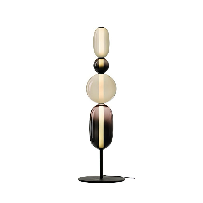 Artisan Glass Standing Lamp 63 in Red White Black Accent Light for Living Room Contemporary Sculptural Décor LED Uplight Statement Piece