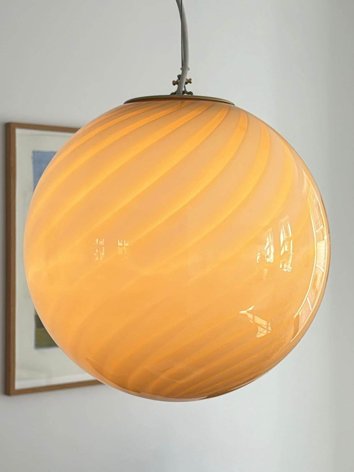 Round Glass Globe Overhead Light 12-Inch Honey Amber Ceiling Fixture for Dining Room Kitchen Counter Breakfast Nook Modern Hanging Lamp Home